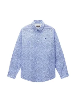 Napapijri Herren Langarmhemd - G-ELIOR LS in blau weiß