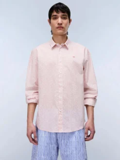 Napapijri Herren Langarmhemd - G-ELIOR LS in rosa weiß