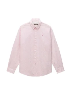 Napapijri Herren Langarmhemd - G-ELIOR LS in rosa weiß
