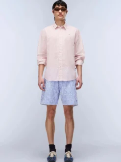 Napapijri Herren Langarmhemd - G-ELIOR LS in rosa weiß