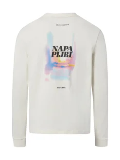 Napapijri Herren Langarmshirt - Lodestar in ecru mehrfarbig