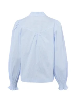 Neo Noir Damen Bluse - Astrida Stripe Stone in hellblau weiß