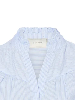 Neo Noir Damen Bluse - Astrida Stripe Stone in hellblau weiß