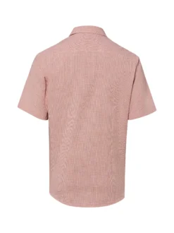 Nils Sundström Herren Kurzarmhemd mit Leinen in rot beige