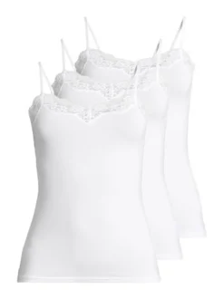 Nina von C. Damen Spaghetti Top - 3er Pack Romance in weiß
