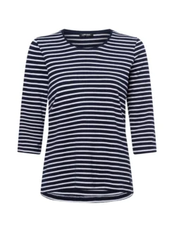 Olsen Damen Langarmshirt - Hannah in marine weiß