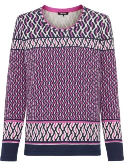 Olsen Damen Langarmshirt in lila - Ausschnitt: Rundhals