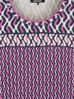 Olsen Damen Langarmshirt in lila - Ausschnitt: Rundhals