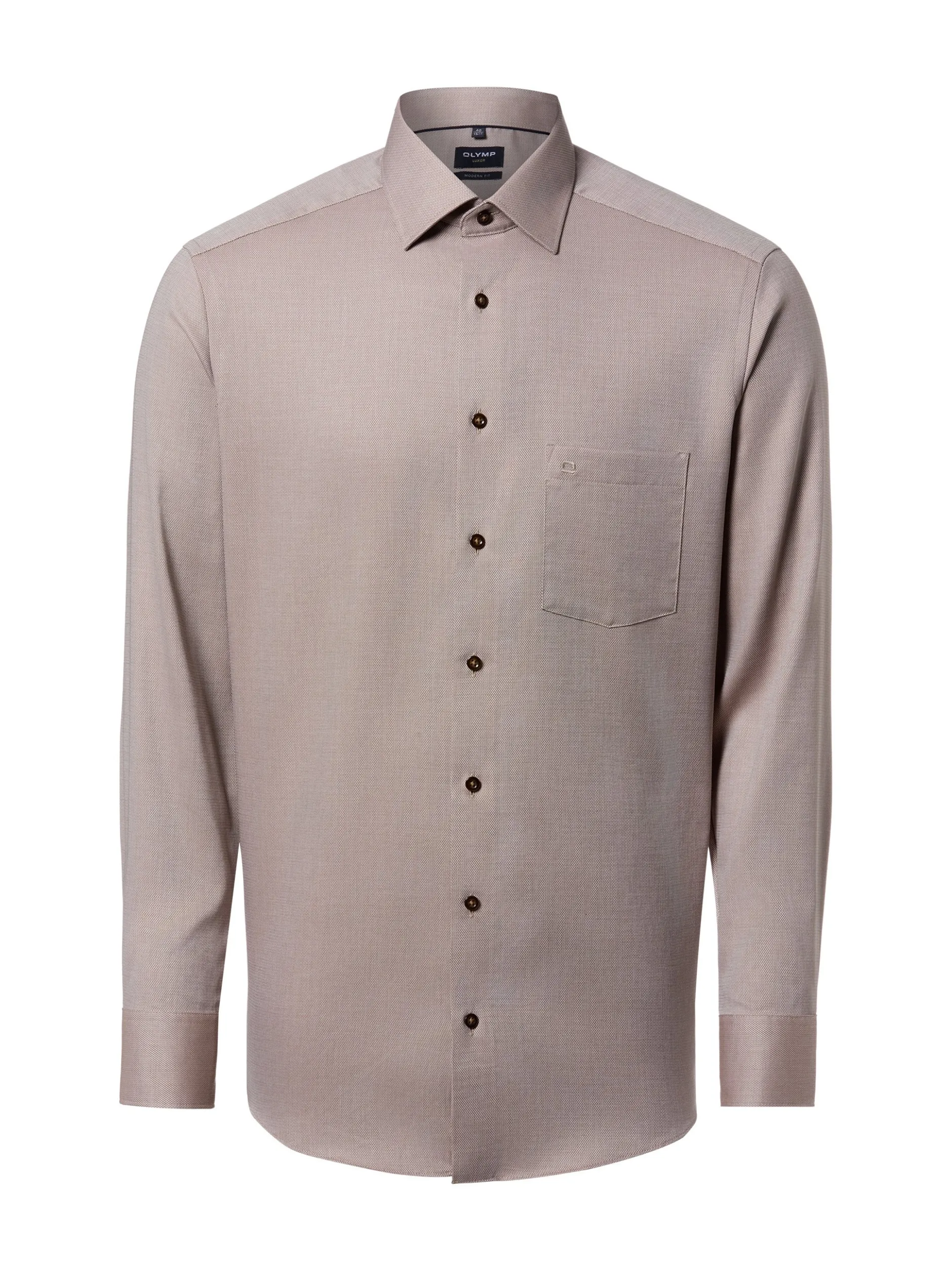 OLYMP Luxor modern fit Herren Hemd - Bügelleicht in taupe