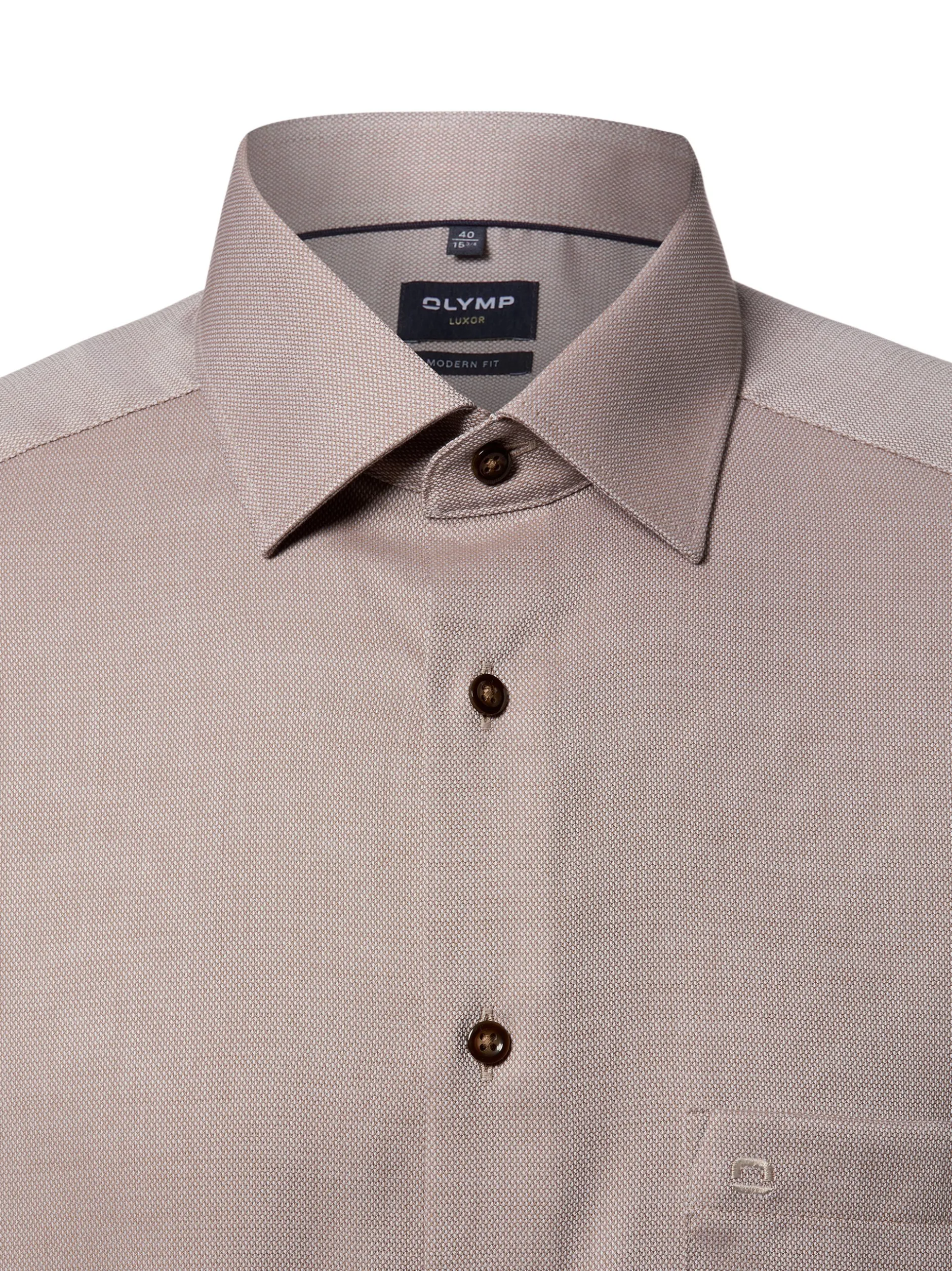OLYMP Luxor modern fit Herren Hemd - Bügelleicht in taupe