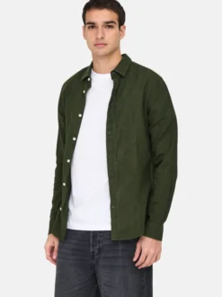 Only&Sons Herren Hemd in grün - Ärmel: langarm