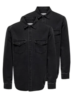 Only&Sons Herren Jeanshemd - 2er Pack Bane in grau