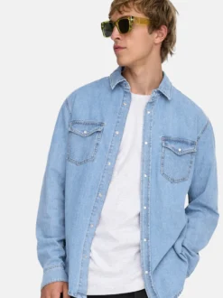 Only&Sons Herren Jeanshemd - 2er Pack Bane in mehrfarbig