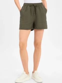 Opus Damen Shorts - Melane in khaki - Länge: kurz