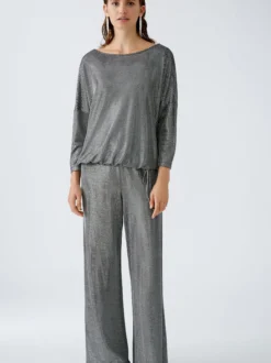 Oui Damen Hose in grau