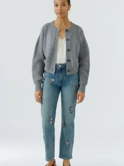 Oui Damen Jeans Relaxed in blau