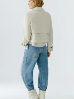 Oui Damen Kunstlederjacke in weiß