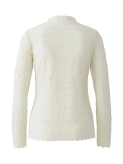 Oui Damen Langarmshirt in weiß - Ausschnitt: Rollkragen
