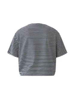 Oui Damen Poloshirt in blau weiß - Ärmel: Halbarm
