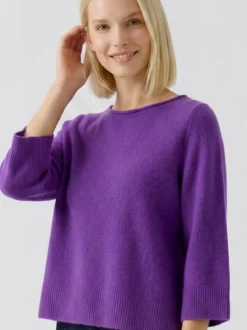 Oui Damen Pullover in purple - Ausschnitt: U-Boot