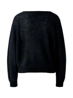 Oui Damen Pullover in schwarz - Ausschnitt: U-Boot