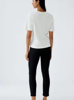 Oui Damen T-Shirt in ecru - Ausschnitt: Rundhals