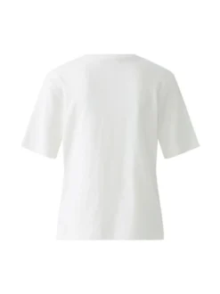 Oui Damen T-Shirt in ecru - Ausschnitt: Rundhals