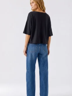 Oui Damen T-Shirt in schwarz - Ausschnitt: U-Boot
