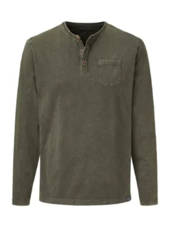 Paddock`s Herren Langarmshirt - Regular Fit in oliv