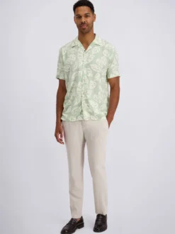 Pierre Cardin Herren Hemd in mint weiß - Ärmel: kurzarm