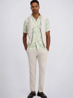 Pierre Cardin Herren Hemd in mint weiß - Ärmel: kurzarm