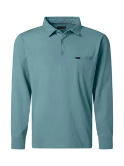 Pierre Cardin Herren Langarm-Poloshirts in hellblau