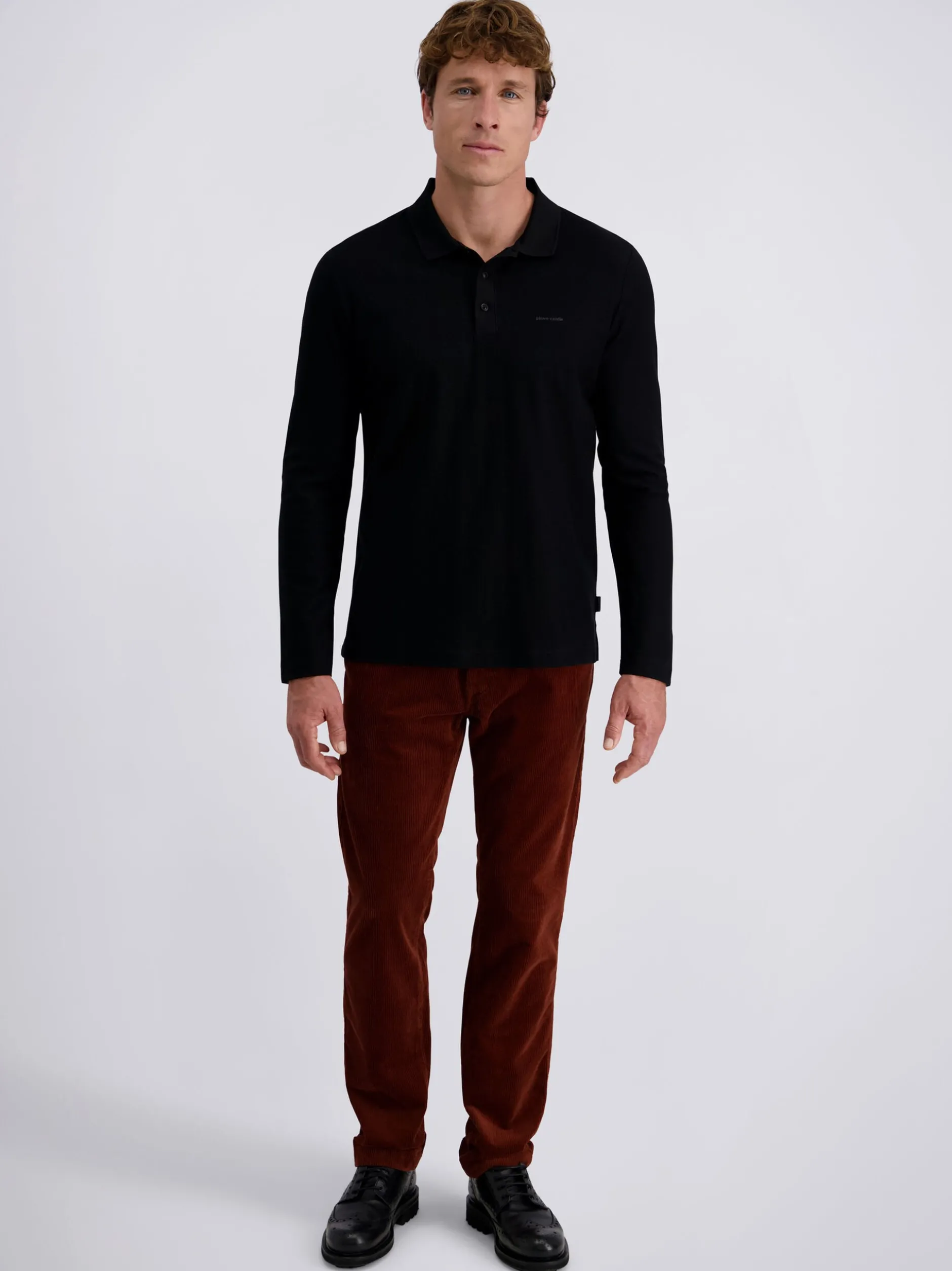 Pierre Cardin Herren Langarmshirt in schwarz