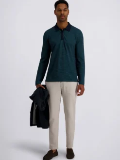 Pierre Cardin Herren Langarm-Poloshirt in grün