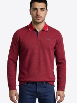 Pierre Cardin Herren Langarmshirt in rot