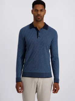 Pierre Cardin Herren Poloshirt in blau - Ärmel: langarm