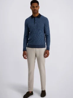 Pierre Cardin Herren Poloshirt in blau - Ärmel: langarm
