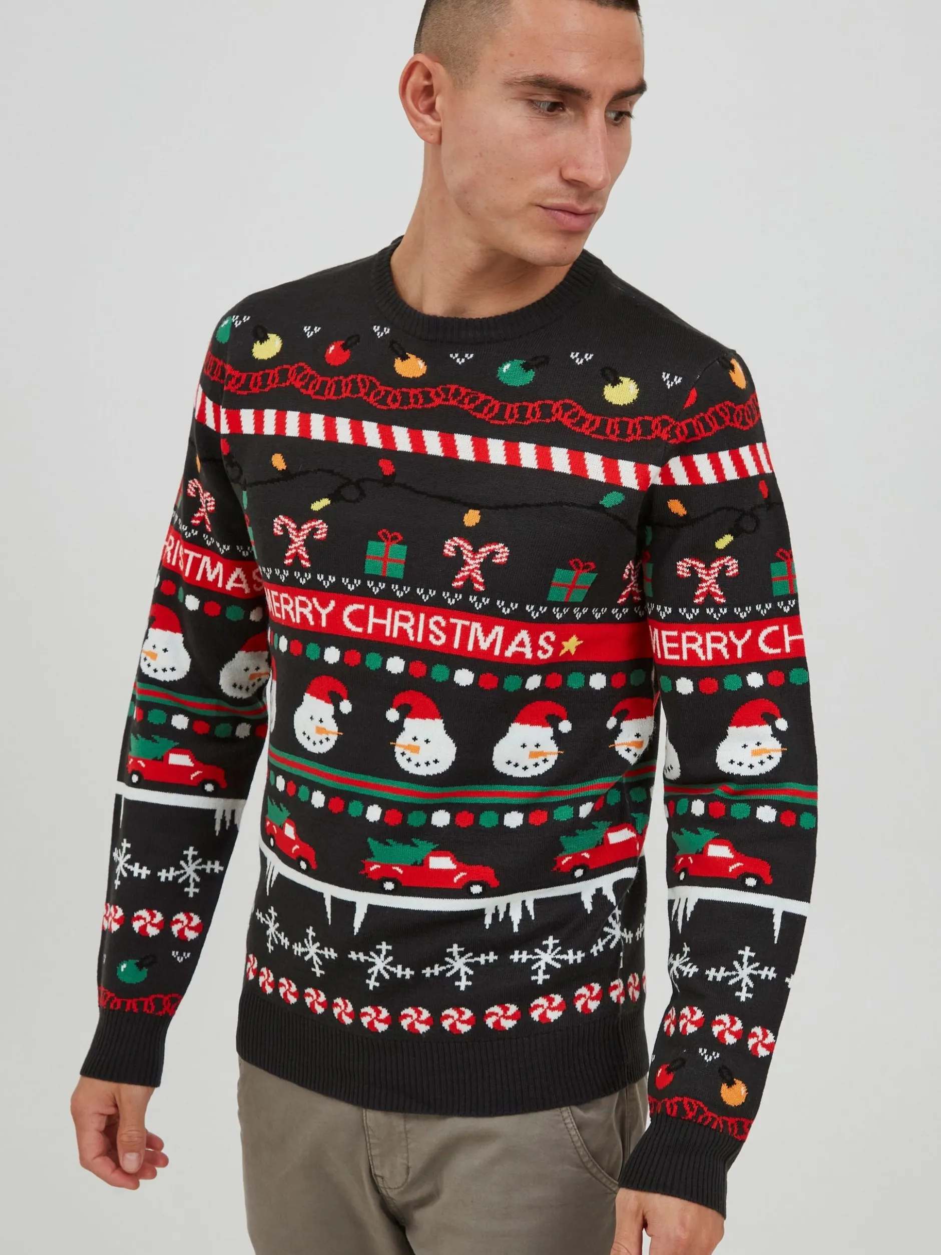 11 Project Herren Weihnachtspullover - PRRuben in anthrazit