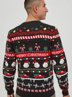 11 Project Herren Weihnachtspullover - PRRuben in anthrazit