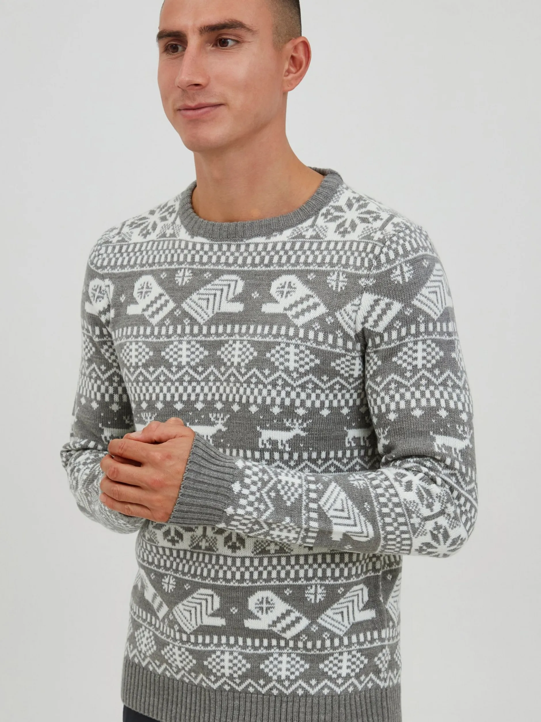 11 Project Herren Weihnachtspullover - PRUwe in grau