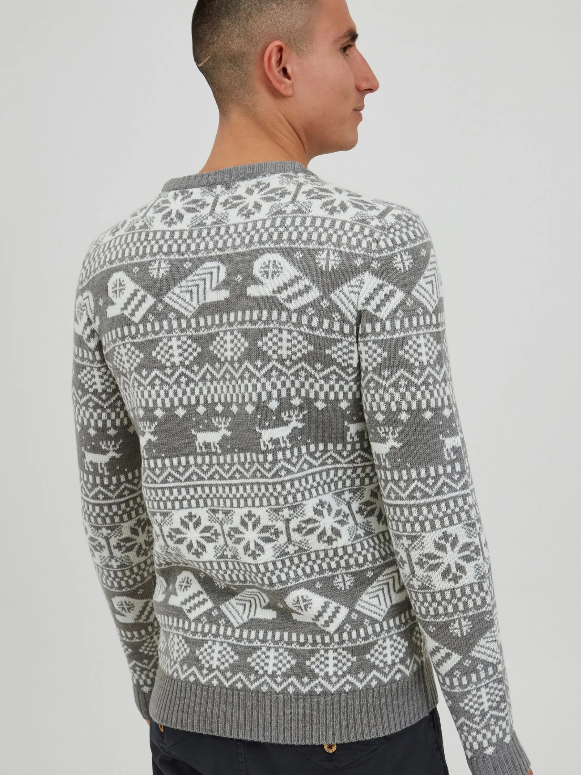 11 Project Herren Weihnachtspullover - PRUwe in grau
