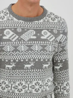 11 Project Herren Weihnachtspullover - PRUwe in grau