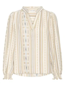 PULZ Jeans Damen Bluse PZALEXIS in beige