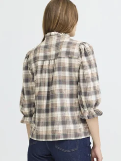 PULZ Jeans Damen Bluse PZEVIE in beige