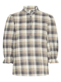 PULZ Jeans Damen Bluse PZEVIE in beige