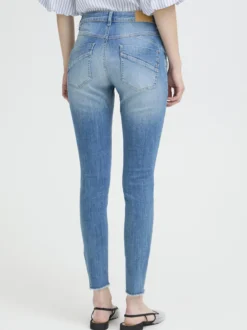 PULZ Jeans Damen Jeans PZCARMEN Hohe Taille in light stone bleached