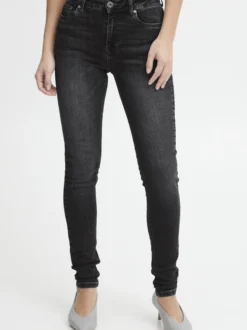PULZ Jeans Damen Jeans PZJOY Hohe Taille in grau denim