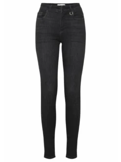 PULZ Jeans Damen Jeans PZJOY Hohe Taille in grau denim