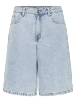 PULZ Jeans Damen Jeansshorts PZBRIDGET Hohe Taille in light stone denim