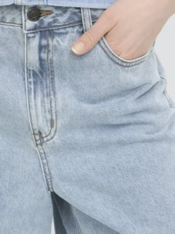 PULZ Jeans Damen Jeansshorts PZBRIDGET Hohe Taille in light stone denim